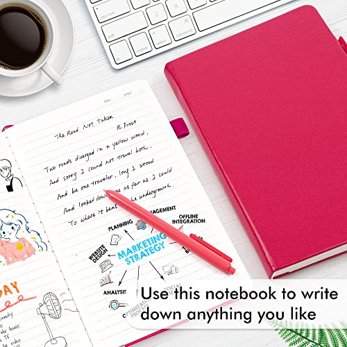 feela 3 Pack Notebooks Journals Bulk, Hardcover Notebook Classic Ruled Lined Journals with Pen Holder for Women Girls School Business Supplies, with 3 Black Pens, 120 GSM, 5.1”x8.3”, A5, Berry - color: 3 Pack berry