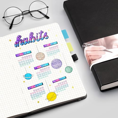 EMSHOI Graph Paper Notebook - 256 Pages A5 Graph Notebook/Journal, Hard Cover, 120gsm Thick Paper, Smooth PU Leather, Inner Pocket, 5.75'' × 8.38''-Black - color: Black, size: A5-Graph