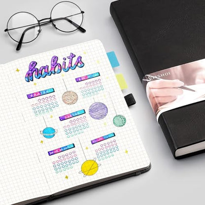 EMSHOI Graph Paper Notebook - 256 Pages A5 Graph Notebook/Journal, Hard Cover, 120gsm Thick Paper, Smooth PU Leather, Inner Pocket, 5.75'' × 8.38''-Black - color: Black, size: A5-Graph