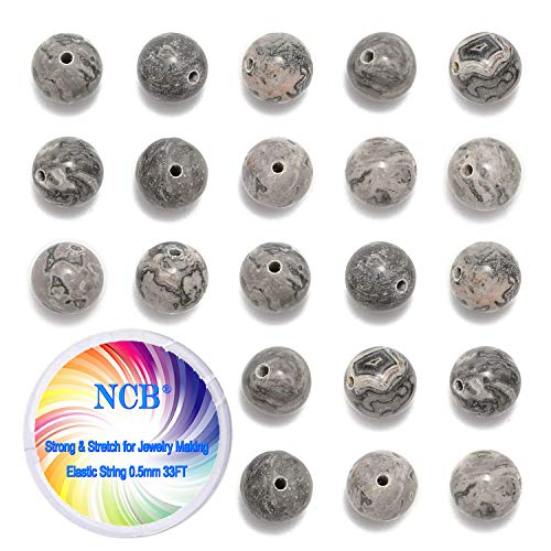 NCB 200pcs 4mm Landscape(Map Japser) Small Tiny Loose Beads for Jewelry Making Natural Semi Precious Round Smooth Gemstones Spacers Charms for Necklaces Bracelets (Landscape(Map Japser), 4mm 200Beads)