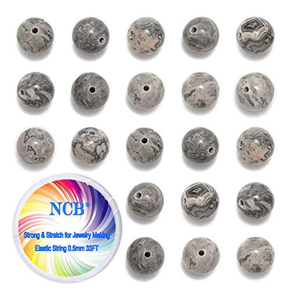 NCB 200pcs 4mm Landscape(Map Japser) Small Tiny Loose Beads for Jewelry Making Natural Semi Precious Round Smooth Gemstones Spacers Charms for Necklaces Bracelets (Landscape(Map Japser), 4mm 200Beads)