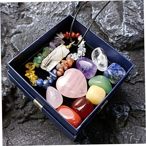 1Set Delicate Meditation Stones Chakra Healing Crystals Present Box for Yoga and Spa Decor Decorative Energy Stones for Relief and Feng Shui