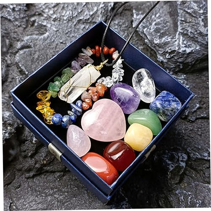 1Set Delicate Meditation Stones Chakra Healing Crystals Present Box for Yoga and Spa Decor Decorative Energy Stones for Relief and Feng Shui