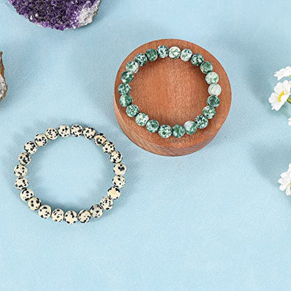 Bivei Natural Gemstone Semi Precious Healing Crystals Handmade Stretchy Round Beads Bracelet,Stocking Stuffers for Women Enhance Positive Energy - color: 8mm Dalmatian Jasper & Green Jasper (Inner Strength), size: Medium: 6.8-7.24 inch