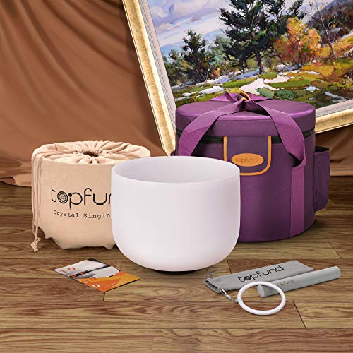 TOPFUND G Note Crystal Singing Bowl Throat Chakra 8" with Heavy Duty Carrying Case and Suede Mallet - color: G Note, size: 8 inch
