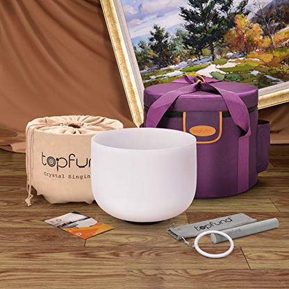 TOPFUND G Note Crystal Singing Bowl Throat Chakra 8" with Heavy Duty Carrying Case and Suede Mallet - color: G Note, size: 8 inch