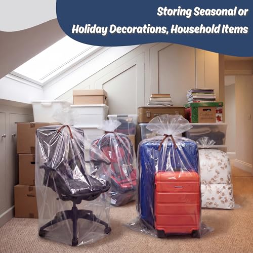 Wowfit 5 CT 40x60 inches Extra Large Clear Plastic Bags Perfect for Car Seat, Luggage, Suitcase, Stroller, Chair, Kids Bike and Attic Storage (2 Mil Flat Bags) - size: 40"x60"