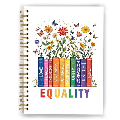 LGBTQ Equality Book Floral Notebook, Pride Month Gifts Journal, Diversity and Inclusion Journal, LGBT Rainbow Pride Hardcover Spiral Notebooks, 5.5x8.3 Inch - color: Color_6