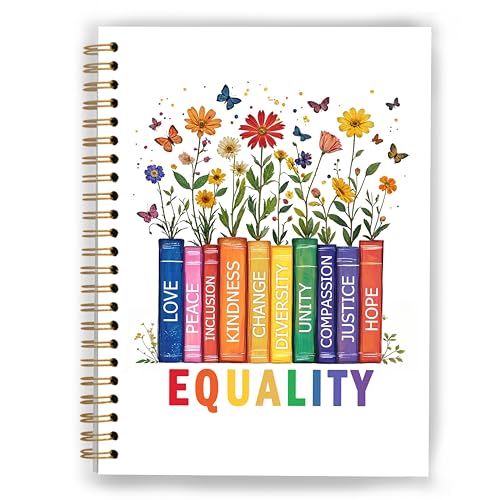 LGBTQ Equality Book Floral Notebook, Pride Month Gifts Journal, Diversity and Inclusion Journal, LGBT Rainbow Pride Hardcover Spiral Notebooks, 5.5x8.3 Inch - color: Color_6