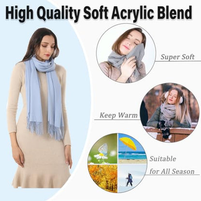 TwoYek Womens Scarf Pashmina Shawls and Wraps for Evening Dress Wedding Bridesmaid Gift - color: Light Blue