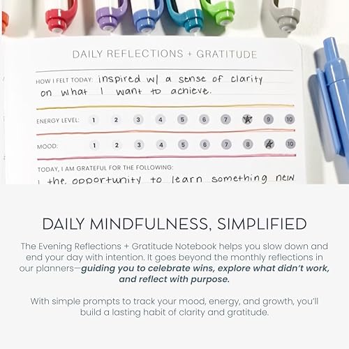 Evening Reflections & Gratitude Journal - Daily Mindfulness & Self-Care Notebook, A5 Lay-Flat Binding, Vegan Leatherette Cover, Bedtime Companion for Positive Intentions