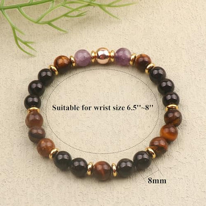 KSQS Healing Stone Bead Bracelet for Women, Natural Gemstones Balance Protection Bracelet, Spiritual Crystal Beads Bracelet Anxiety Relief with Meaning Card - style: No Negativity