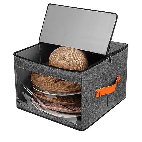Upgraded Hat Storage Box for Women & Men,Closet Hat Boxes Organizer Bag with Dustproof Lids,Cowboy Hat Box,Hat Carrier Case For Travel - color: Gray