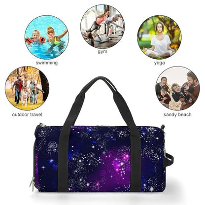 Space Galaxy Constellation Zodiac Star Purple Blue Large Capacity Portable Fitness Bag, Easy to Carry - color: Space Galaxy constellation zodiac star purple