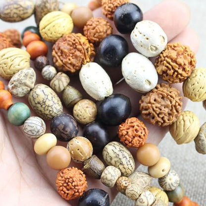 108 Beads Mala Necklace for Meditation Made of 18 Kinds of Bodhi Seeds Buddhist Prayer Beads Mala Bracelet