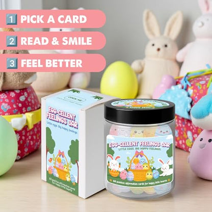Positive Easter Eggs Jar, 60 Positive Affirmation Egg Cards for Kids & Teens, Easter Basket Stuffers for Kids, Easter Basket Stuffers, Easter Egg Fillers, Gifts for Boys & Girls - color: Positive Egg