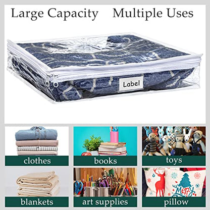 6pcs Clear Zippered Storage Bag Plastic Individual Sweater Storage Bag with Zipper Label Closet Clothing Organizer for Blanket Clothes Bed Sheet Comforter Quilt Pillow(15.7 x 13.7 x 3.9 Inch) - size: 15.7 x 13.7 x 3.9 Inch