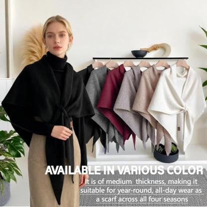 Pashmina Blend Shawl Wraps Women Knitted Shawls Wraps Cardigan Cape Cashmere Shoulder Top Sweater Shawl travel scarf - color: Coffee
