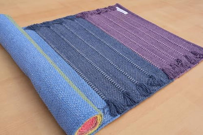 Jaipur Art & Rugs Cotton Yoga Rug - Eco-Friendly Hand-Woven Thick Mat (24”x72”x5mm) for Everyday Fitness at Home - Comfortable & Extra-Long - color: Multicolor 10