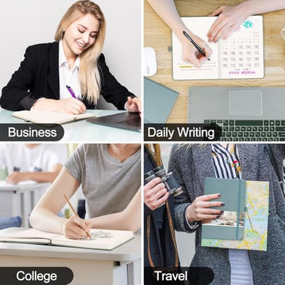 EMSHOI Dotted Notebook - 256 Pages A5 Dotted Grid Journal Notebook,120gsm Thick Paper,16 Perforated Pages, Smooth PU Leather, Inner Pocket,5.75'' × 8.38''-Black - color: Black, size: A5-Dotted
