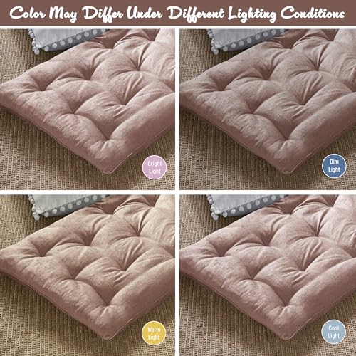Intelligent Design Edelia Foldable Poly Chenille Light Weight Lounge Floor Pillow Cushion Tufted Seat for Meditation, Game Playing, Yoga, Reading with Travel Wrap, 74x27", Blush - color: Blush