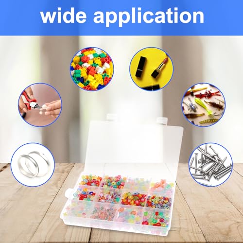 Bead Organizer Box, 1 Pack 12 Grids Plastic Storage Box with 18 Removable Grids Compartments, Small Plastic Jewelry Organizer Box for Beads Jewelry Earring Cosmetics Craft Tackle Pills