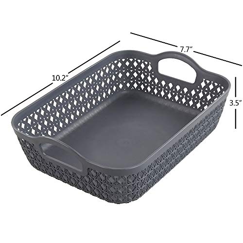Morcte Small Storage Basket, Plastic Mesh Organizer Basket (Grey, Set of 6)