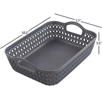 Morcte Small Storage Basket, Plastic Mesh Organizer Basket (Grey, Set of 6)