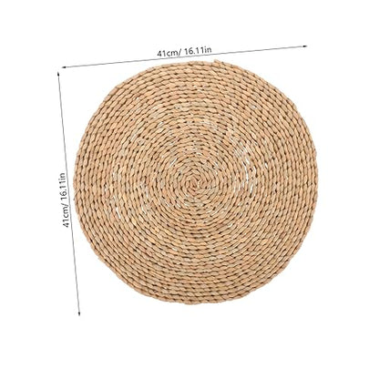 PRETYZOOM Meditation Cushion Hand Woven Floor Pillow for Yoga Sitting Natural Cattail Material Comfortable Seat Mat for Home Decor Classic Rustic Design