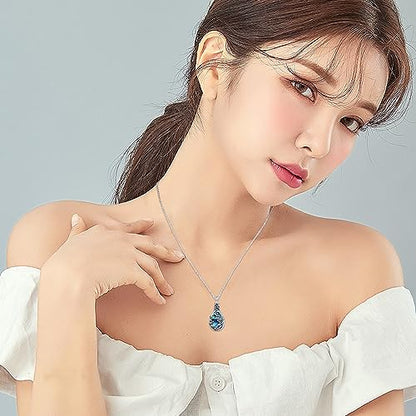 JUSTKIDSTOY Moonstone Urn Necklace for Ashes Sterling Silver Daisy/Rose/Tree Teardrop Pendant Necklace Cremation Jewelry Keepsake Memorial Gifts for Mother Grandma w/Funnel Filler - style: Daisy(Abalone Shell)