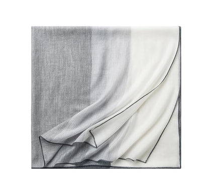 Luxury Cashmere Pashmina Style Shawl - Silk & Wool Blend Scarf, Lightweight Skin-Friendly Wrap - color: Gray + White