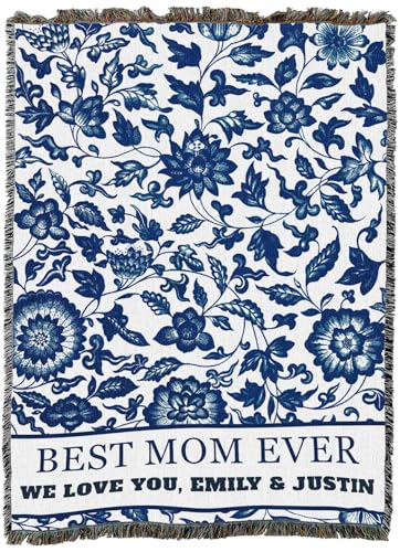 Pure Country Weavers Best Mom Ever Blanket - Personalized - Custom Gift Tapestry Throw Woven from Cotton - Made in The USA (72x54) - color: Best Mom Ever Blanket