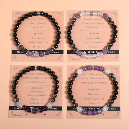 Anxiety Relief Empath Protection Healing Stone Bead Bracelet New Beginning Transformation Grief Support Jewelry Halloween Christmas Day Gifts For Women