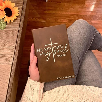 Personalized Christian Prayer Journal for Men & Women, Custom Engraved Name, Daily Devotional, Scripture Writing, Gratitude and Faith Gift