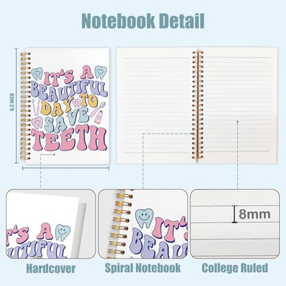 Dentist Gifts Notebook, Dental Hygienist Assistant Gifts Journal, Groovy It's A Beautiful Day To Save Teeth Spiral Notebook Journal for Note Taking, Dental Office Supplies, 5.5x8.3 Inch - color: it's a beautiful day to save teeth
