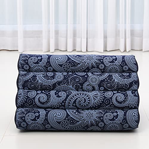 Leewadee Thai Triangle Cushion – Comfortable Backrest for TV or Reading, Wedge Pillow - Eco-Friendly Natural Kapok Filling, 20 x 13 x 13 inches, Blue White - color: Cbt1 - Blue