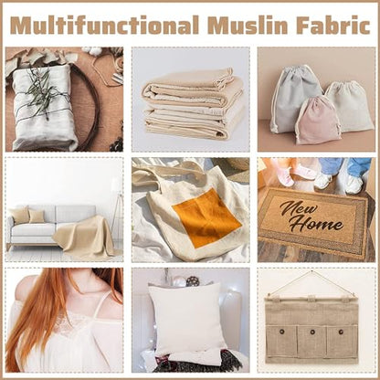AK TRADING CO. Muslin Fabric/Textile Unbleached - Draping Fabric - Natural 2 Yards Medium Weight - 100% Cotton (63in. Wide) - color: Natural Unbleached, size: 2 Yards