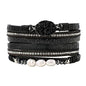 Artilady Leather Wrap Bracelets for Women - Pearl Bracelets Handmade Clasp Bangle Bracelet with Beads Jewelry Gift for Women and Mother - style: So She Did, Black