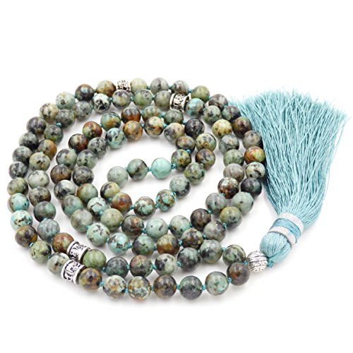 mala Beads Necklace for Women Man, mala Bracelet, Prayer Beads Necklace - color: African turquoise