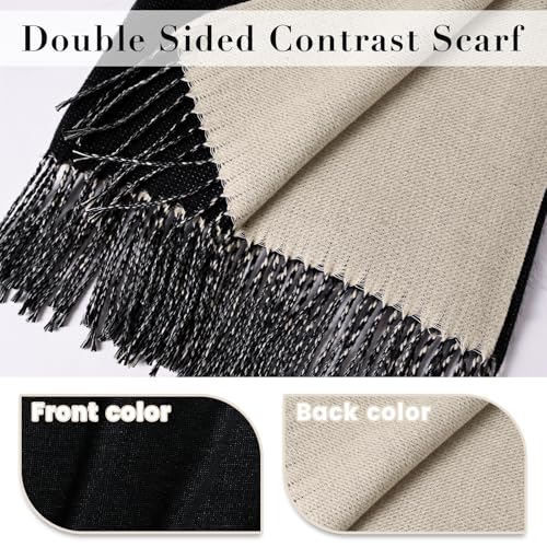 maamgic Womens Scarf Large Pashmina Shawls and Wraps Light Blanket Scarf for Evening Dress Warm Daily Travel Office - color: Black and Grey