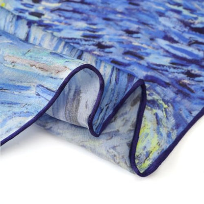 JWSilk Long Charmeuse Silk Scarf Classic Art Print - color: Starry Night By Van Gogh
