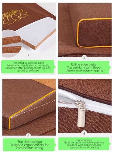 Meditation Mats, Meditation Meditation Mats, Futons, Household Folding, Thickened Fabrics, Coconut Palm, Kneeling Mats(Size:60x60cm(24x24inch),Color:Brown-1) - color: Brown-1, size: 60x60cm(24x24inch)