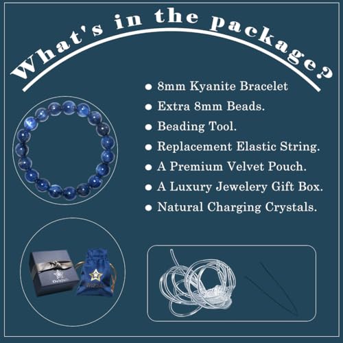 Single-pack of pure gemstone bracelets… - color: Kyanite-8MM