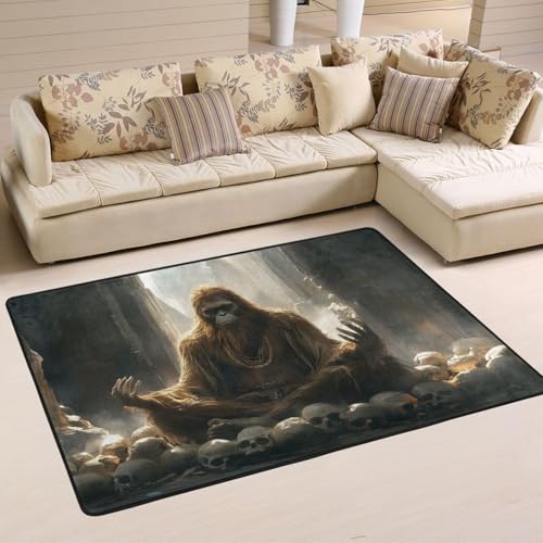 Sasquatch Meditation Area Rug Low Pile Floor Mat for Living Room Bedroom Water Absorption Indoor Carpet 3×2 FT - size: 3×2 Feet