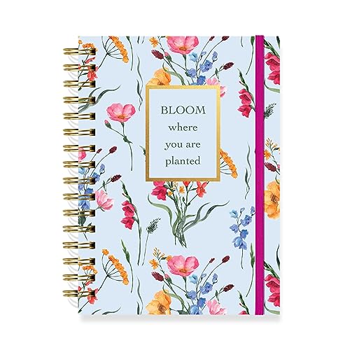 Designer Greetings, Designer Papers Flex Cover Journal with Elastic Band, Bloom Isolated Florals Design - 320 Pages (6” x 8.25”) - Back-to-School Supplies, Creative Writing, Personal Notes - style: "Bloom" Isolated Florals