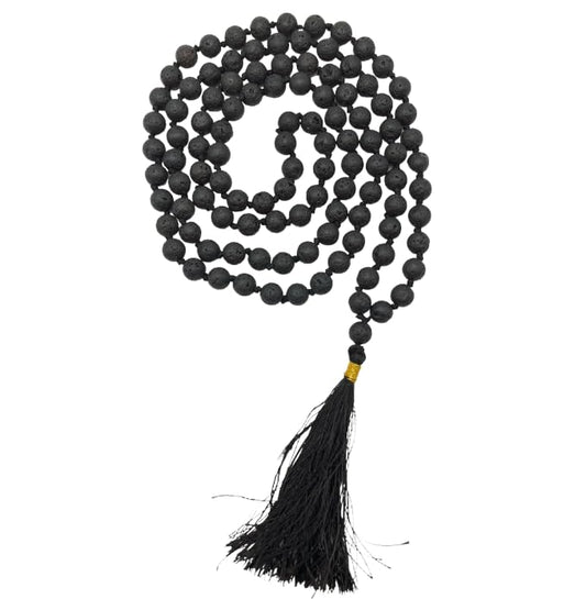 GEMSCITE Japa Mala 108 Prayer Beads Perfect for Meditation Spiritual Mala Necklace & Wrist Mala Bracelet - color: Lava, size: Hand Knotted