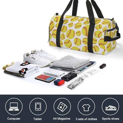 Softball Yellow Large Capacity Portable Fitness Bag, Easy to Carry - color: softball yellow