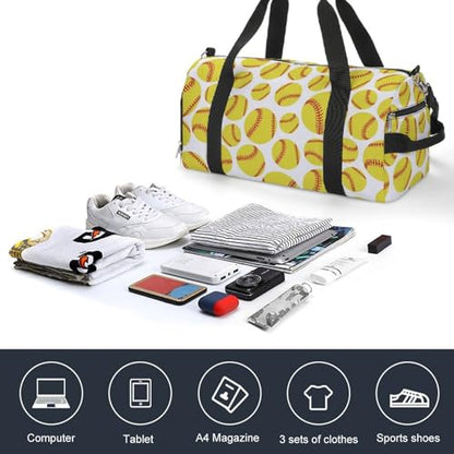 Softball Yellow Large Capacity Portable Fitness Bag, Easy to Carry - color: softball yellow