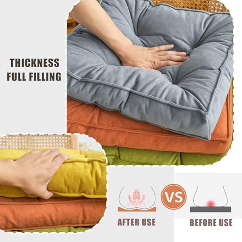 Meditation Floor Cushions 17in Square Large Pillows Seating for Adults Large Square Sitting Pillows for Tatami Living Furniture Chair Cushions Blue - color: Blue