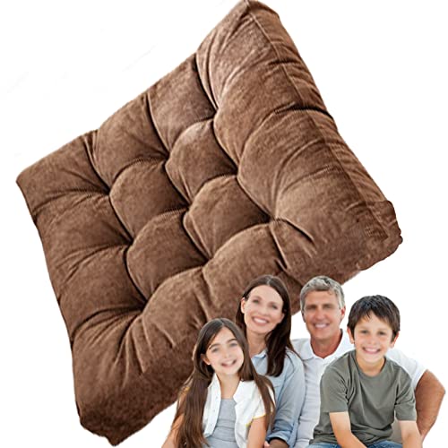 Square Meditation Pillow for Seating on Floor,Solid Thicken Futon Pillow Seat Floor Cushion for Yoga Corduroy Chair Pad (Coffee 55cm/22in(Set of 1)) - color: Coffee, size: 55cm/22in(Set of 1)